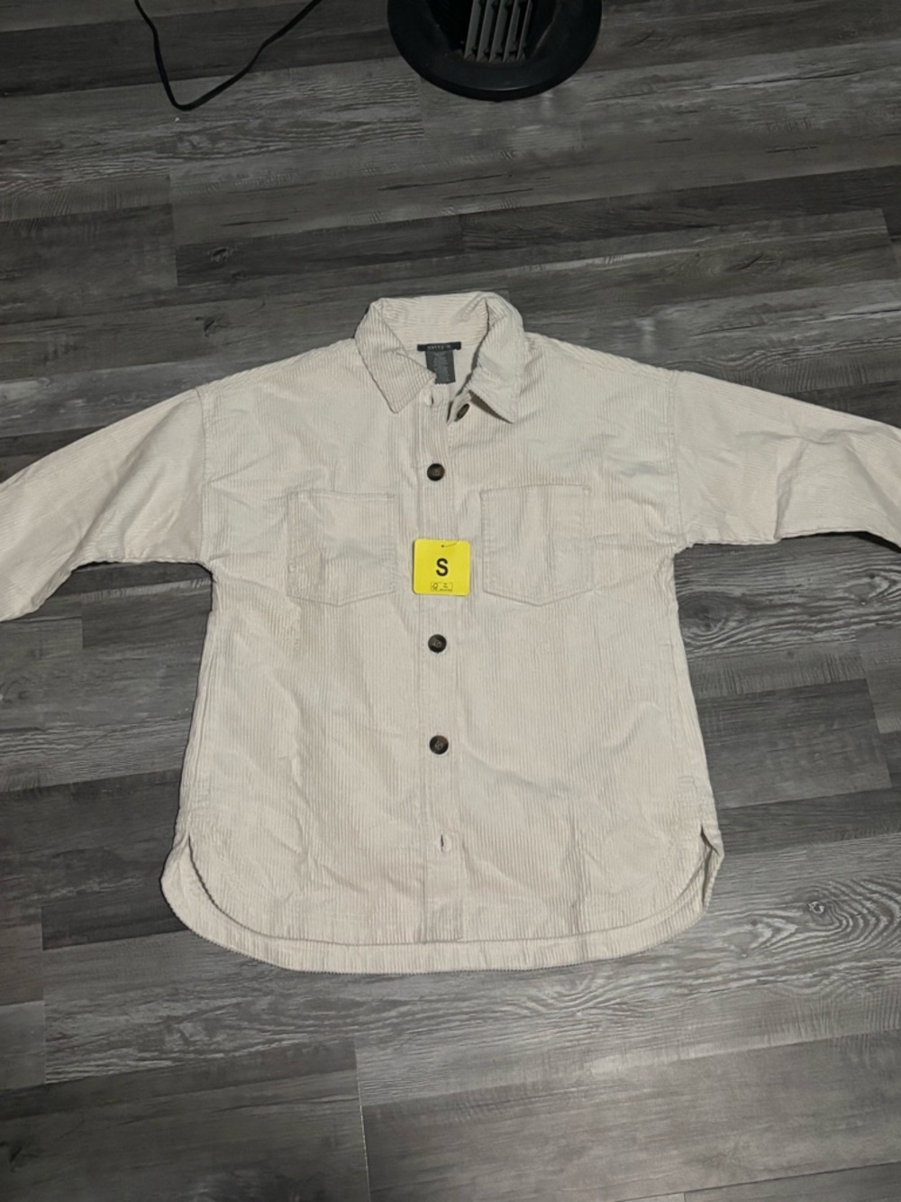 Women’s Beige Corduroy Button-Up Shirt - Classic Workwear Style